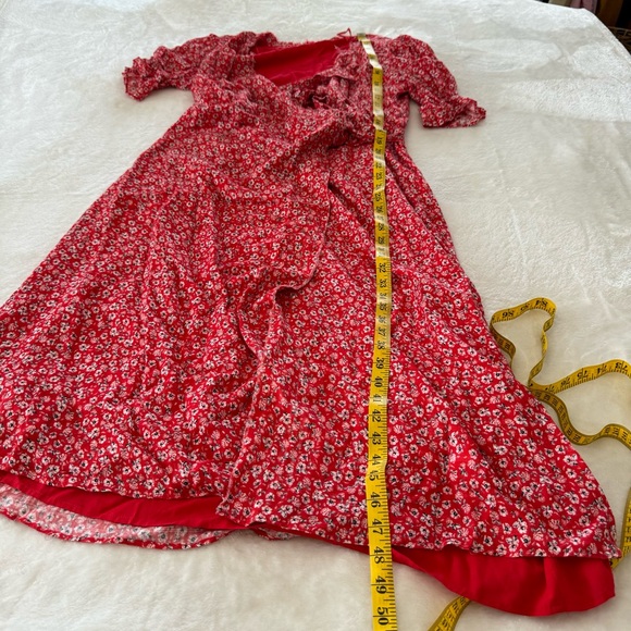 STEVIE MAY Claret Midi Wrap Floral Dress Size Large in Red - Picture 10 of 10